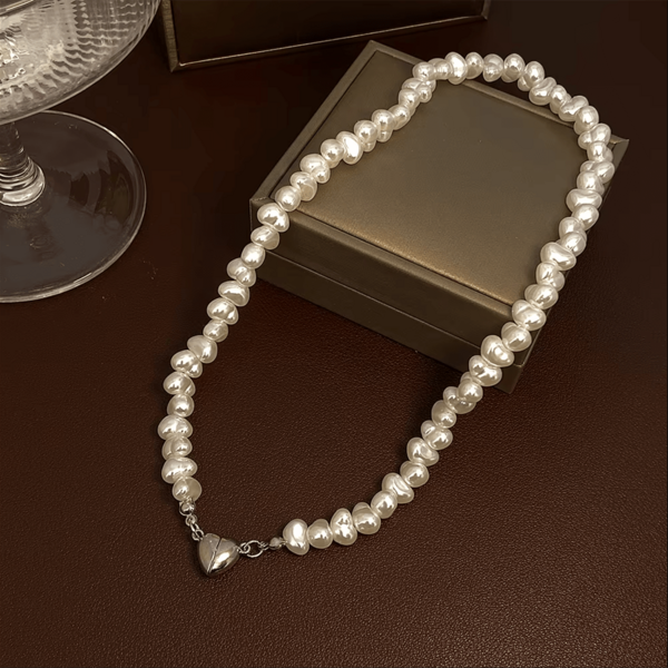 Asymmetrical Faux Pearl Vintage French Twisted Faux Pearl Choker Necklace, Versatile Collar Jewelry