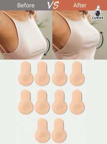 10pcs (10cm Diameter) Brand New Plus Size Reusable Invisible Non-Slip Breast Lifting Tape For Large Breasts, Anti-Glare Breast Patches And Sagging Prevention Disposable Stretch Non-Woven Nipple Patches- Sizes Fit A B C Cup
