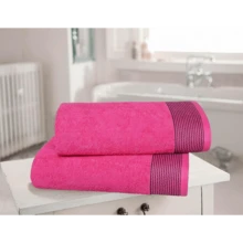 Ultra Soft 2 Pack Oversized Bath Towel Set 28x55 Inches, 100% Cotton Large Bath Towels, Ultra Absorbant Compact Quickdry & Lightweight Towel, Ideal For Gym Travel Camp Pool - Brown - Hot Pink - View 2
