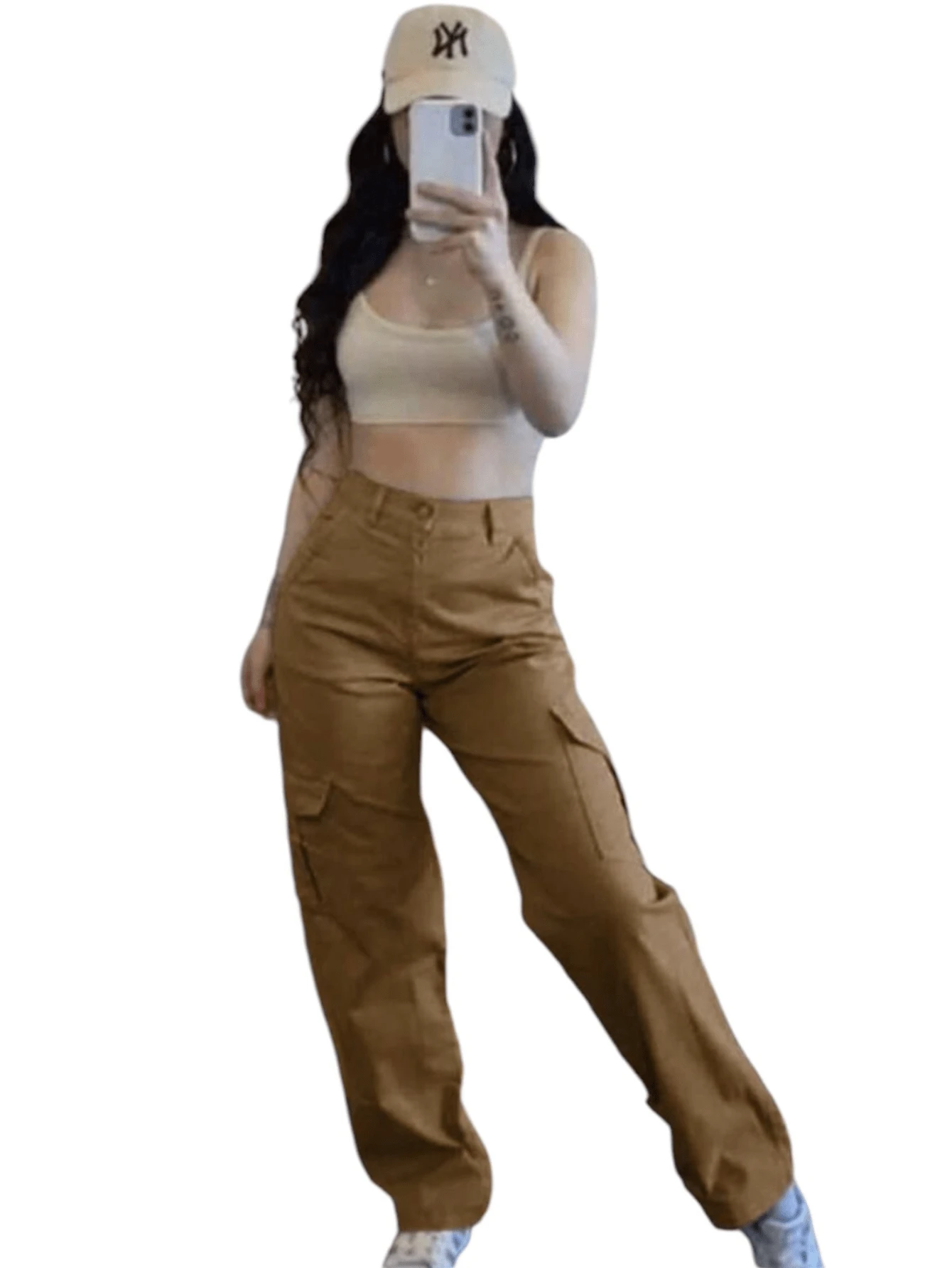 Pantalón de Cargo para Dama.  Casual.  Cómodo. - Caqui - Ver 1