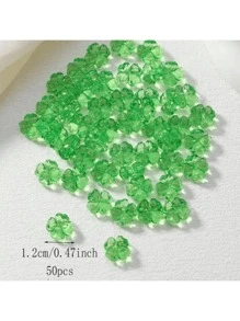 5/10/15/20/30/50/100 Piezas de cuentas acrílicas 3D de trébol (verde), las cuentas de trébol se pueden utilizar para pulseras de la suerte, manualidades, collares de flores, pendientes y otros accesorios de joyería DIY