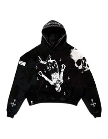 Sudadera Gerv Onta Hoodie Oversized Unisex Con Estampado Mark X - Negro - Ver 2