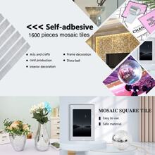 1pc 4"X100" Mosaic Mirror Sheet, 1600pcs Self-Adhesive Glass Wall Sticker, DIY Creative Checkered Mirror Decor For Living Room Background Wall