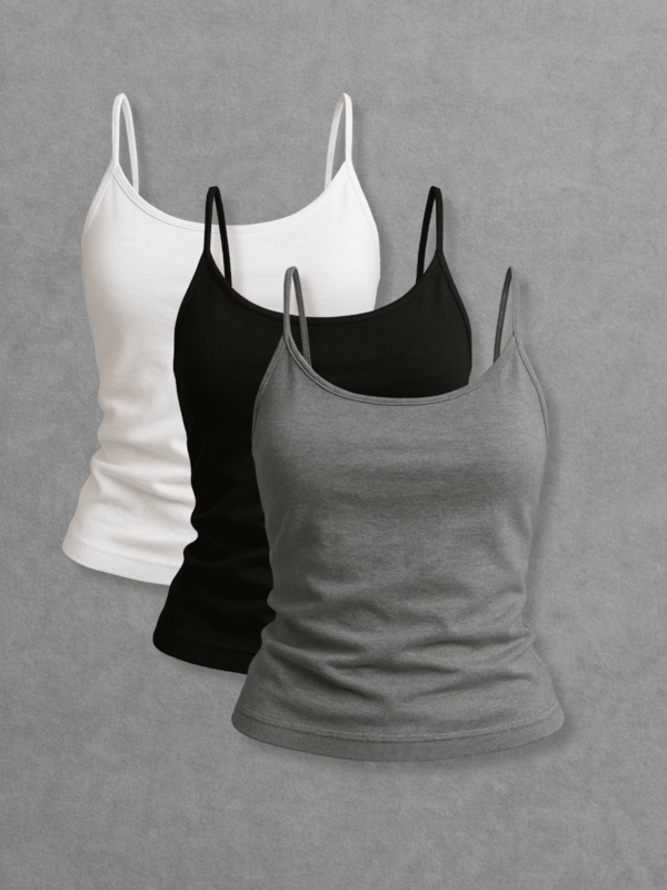 Kit 3 Blusa Femininas Alça Fina sem Bojo Justinha Leve