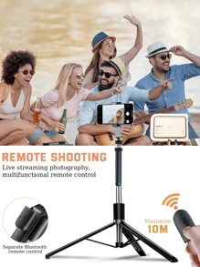 Asta per selfie telescopica pieghevole portatile in lega da 170 cm/66,9 pollici con supporto per telefono cellulare, telecomando Bluetooth, rotazione a 360°, anti-shake, adatta per riprese video e registrazione della vita quotidiana