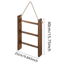Rustic Wooden Ladder Shelf – Wall-Mounted Storage Rack With 3-Tier Shelves And Hanging Rope – Versatile Organizer For Bathroom, Kitchen, Bedroom, Office – No Electricity Needed, Rustic Wood Ladder Hand Towel Rack For Bathroom, Farmhouse Home Decor Accessories -1 Piece