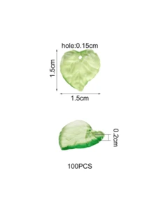 100pcs Green Transparent Acrylic Leaf Pendants For Chunky Necklace Jewelry 1.5x1.5cm - Green - View 2