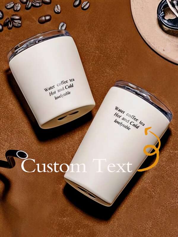 1pc Customized Stainless Steel Coffee Cup, Customized Image, Text Or Short Phrase, Simple & Elegant 304 Stainless Steel Vacuum Insulated Tumbler, Suitable For Men & Women, Birthday, Festival Gift, Outdoor, Travel, Picnic
