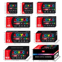 Guang Na Soft Brush Acrylic Paint Markers Pens, Drawing Art Supplies Felt Stationery Set, Freely Ink System, Rich Colors, Clear Coloring Pages, Colour Can Be Stacked, Powerful Coverage, Pen Tip Flexible Soft, Highly Elastic, And Can Draw Freely In Coarse And Fine, Very Suitable For Mysterious Coloring, School Opens/Back To School Season Gifts, Canvas Shoes, T-Shirt Designs Etc Other Smooth Surfaces Colour Decoration