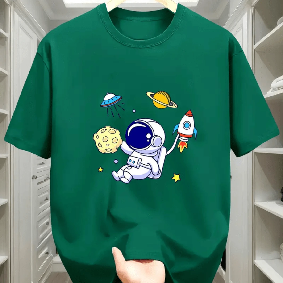 Camiseta Masculina Basico Blusa Modelo Importado - Verde Militar - Visão 1