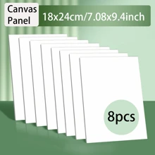 8pcs Small Painting Canvas Panels(5.11X7.08,5.9X5.9,5.9X7.8,7.08X9.44INCH), Square Canvas Boards For Painting, White Blank Flat Canvas Boards For Acrylic, Oil Paints,Back To School,School Supplies