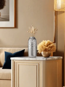 欧式轻奢金色波浪纹花瓶适合客厅餐厅过道插花花瓶摆件 - 銀色 - 查看 5