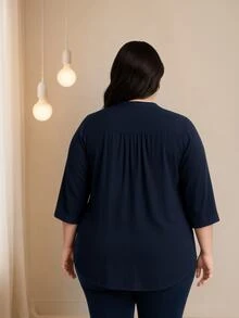 Kit 2 Women's Shirts Mullet Loose Blouse Viscolinho Plus Size Elegant Assorted Colors - 什錦 - 查看 4