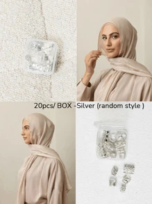 20pcs/ Box Hijab Scarf Rings, Hollow Scarf Clips Pins For Hijabs, Hair Braid Rings, Hijab Accessories