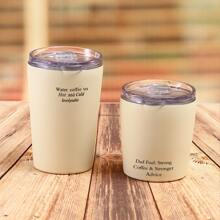 1pc Customized Stainless Steel Coffee Cup, Customized Image, Text Or Short Phrase, Simple & Elegant 304 Stainless Steel Vacuum Insulated Tumbler, Suitable For Men & Women, Birthday, Festival Gift, Outdoor, Travel, Picnic