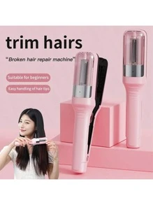 Juego de cortadora de pelo automática inalámbrica, recortadora desmontable para reparar puntas abiertas, recortadora de puntas del cabello para cabello seco, dañado y frágil, herramienta de corte de cabello portátil USB, regalo profesional para el cuidado del cabello, adecuado para uso en salón y hogar