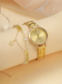 2 Pieces/Set Of Girls' Alloy Star Bracelets And Quartz Watches, Exquisite Gifts For Mothers/Children