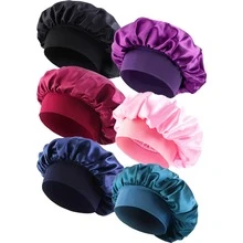 6pcs Luxury Satin Sleep Cap For Women - Soft, Wide Elastic Band, Fashionable Design, Comfortable Sleep, Sleep Bonnet, Hair Protection - Multicolor - View 10