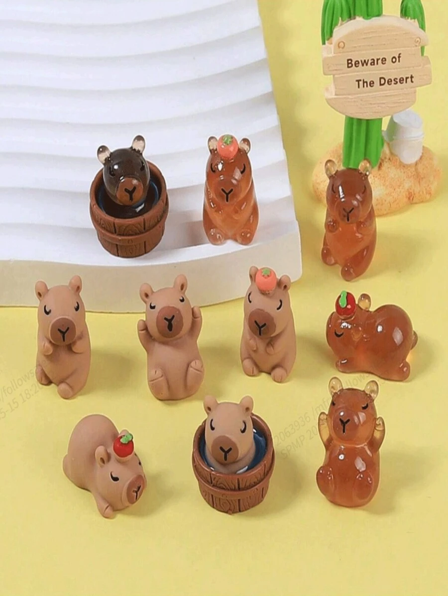5/10/20pcs DIY Luminous Capybara, Luminous Mini Resin Animal Capybara, Mini Toys, Handmade Decoration Accessories, Small Animals That Glow In The Dark, Suitable For Holiday Gifts, Sock Gifts, Party Gifts, Prank Games, Landscape Gardens