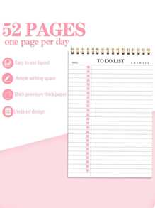 Trees 3pcs Pink Daily To-Do List Notepad Planner Spiral Notebook School Supplies,Back To School
