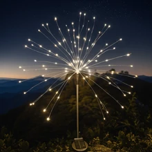 1 Peça 90/150/200/300/400 Luzes de Fogos de Artifício Alimentadas por Energia Solar com 8 Modos Diferentes, Projetadas para Uso Externo e Perfeitas para Pátios, Camping e Caminhos, Disponíveis nas Opções de 60, 200 ou 300 LEDs.