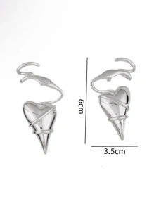1 Pair Metal Asymmetrical Geometric Line Heart Stud Earrings, Suitable For Women's Daily, Party, Gathering, Vacation, Commute