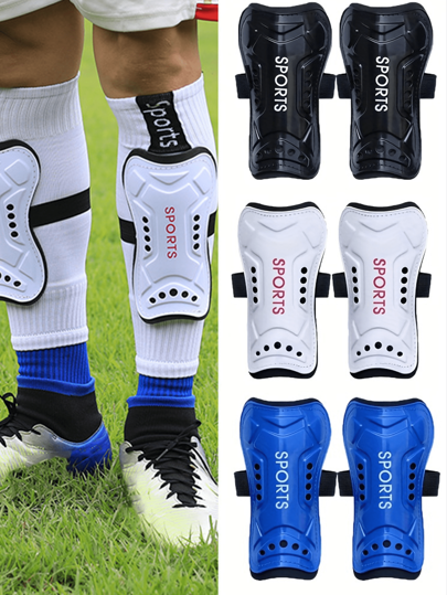 1 Pair Lightweight & Breathable Calf Protector, In White, Blue, Black, With Adjustable Straps, Suitable For Football Match, Football Gear, Cycling, Skateboarding Protection Equipment
