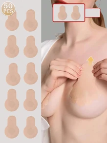 50 Peças Fita Autoadesiva Para Elevar O Seio Tamanho Plus Size 8cm, Capa Para Mamilo Invisível Sem Rastro, Fina e Respirável Para Verão, Para Mulheres