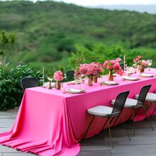 1 pezzo Tovaglia rettangolare grande blu/rosa in spandex - Disegno aderente, adatta per matrimoni, feste e banchetti | Lavabile in lavatrice e a mano | Decorazione riutilizzabile per eventi, adatta per più ospiti, decorazione per matrimoni