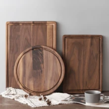 Large Rectangular/Round Wooden Cutting Board With Juice Groove - Double-Sided Kitchen Chopping Board For Vegetables, Meat, Cheese And Serving Platters | Durable, Kitchen Accessory, Cutting Board, Eid Al-Fitr - Brown - View 1