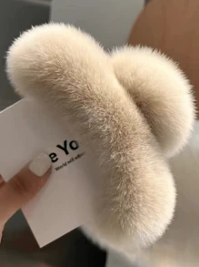 New Large Artificial Simulation Rex Rabbit Hair Clip Net Celebrity Super Large Hair Clip Cute Mink Plush Hair Claw Head Ornament Back Of The Head Hair Clip