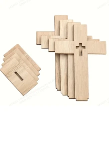 6 pièces Croix en bois, support de bougie en forme de croix, centre de table de baptême, centre de table de fête, décoration d'autel de première communion, décoration de maison, accessoires de bureau
