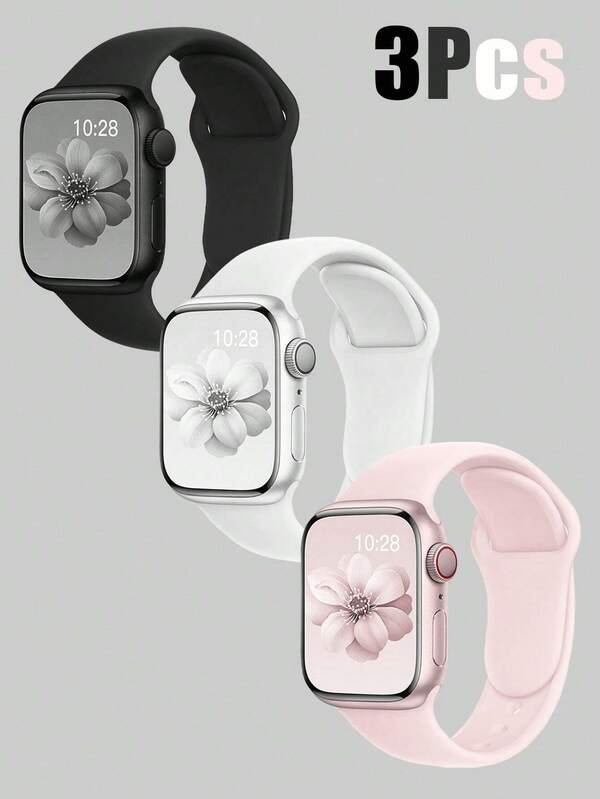 1 curea de ceas sport din silicon, moale, impermeabilă, cu cataramă invizibilă, compatibilă cu seriile Ultra/10/9/8/7/6/SE/5/4/3, la modă și confortabilă, ușor de înlocuit, potrivită pentru băieți și fete