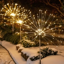 1 Peça 90/150/200/300/400 Luzes de Fogos de Artifício Alimentadas por Energia Solar com 8 Modos Diferentes, Projetadas para Uso Externo e Perfeitas para Pátios, Camping e Caminhos, Disponíveis nas Opções de 60, 200 ou 300 LEDs.