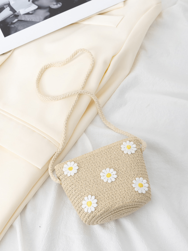 Geantă de plajă pliabilă cu model Daisy pe un umăr, model crossbody pentru copii, cadou adorabil