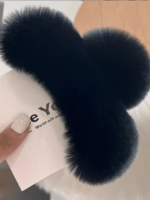 New Large Artificial Simulation Rex Rabbit Hair Clip Net Celebrity Super Large Hair Clip Cute Mink Plush Hair Claw Head Ornament Back Of The Head Hair Clip