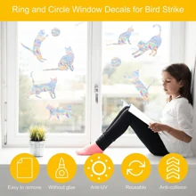 SHAWULA 10 pièces Autocollants de fenêtre pour chat pour empêcher les oiseaux de heurter les fenêtres, autocollants capteurs de soleil arc-en-ciel, autocollants vinyle arc-en-ciel réutilisables sans colle requise