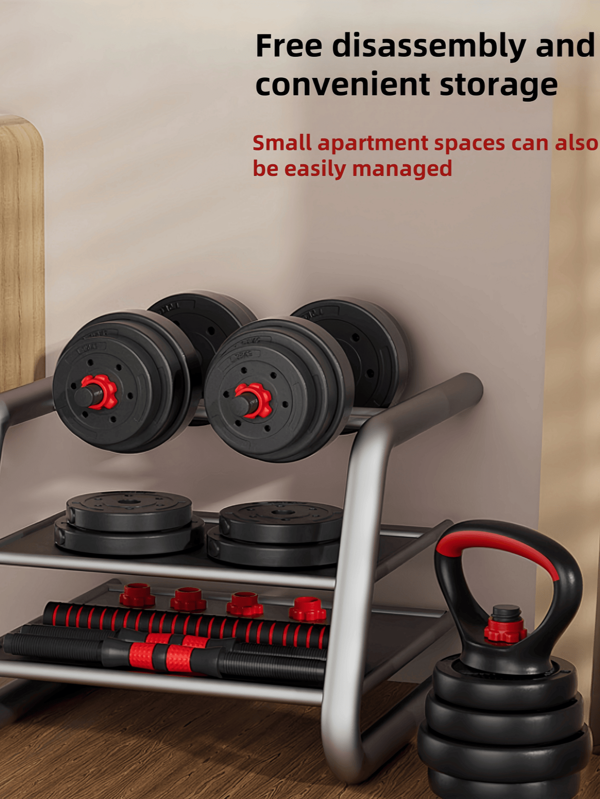 Set di manubri regolabili per attrezzatura palestra domestica, bilanciere rivestito con dischi dal diametro interno di 2,8 cm, unisex