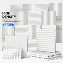 [MODX] 24pcs Acoustic Studio Soundproofing Foam Panels - Professional Grade Soundproofing For Home Theater, Gaming Room, Studio - 12" X12"X1", Easy To Install, Available In Black/White/Gray Wallpaper Wall Paper Wall Stickers Room Decor Wall Decor Wall Sticker - White - View 2