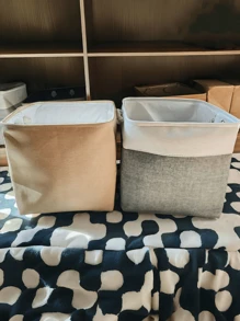 Storage Basket - Fabric Cube Organizer Basket For Bookshelf, Closet, Home Decor, Gift, Small Items, School Supplies, Misc Storage, Gray Medium Size