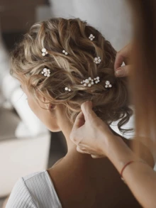 9pcs Faux Pearl Flower Hair Clips & Combs Set, Leaf Shaped Bridal Hair Accessories, Wedding Hair Decorations Valentine's Day Accessories - Multicolor - View 12