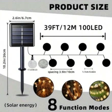 1 Conjunto de 20/30/50/100/200 Luzes de Corda Solares Esféricas de LED para Uso Externo, Luzes Solares Fadas Decorativas, Adequadas para Jardim, Terraço, Varanda, Casamento e Decoração de Natal, Ideal para o Natal