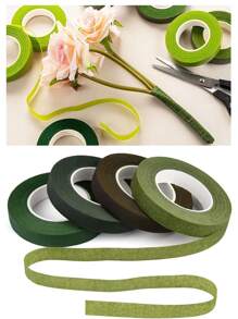 5pcs/1pc Green Floral Stem Wrap Tape, Artificial Flower Self-Adhesive Floral Tapes, Florist Green Ribbon, DIY Wedding Flower Supply, For Bouquet Stem Wrap And Floral Crafts, Wedding Bouquet