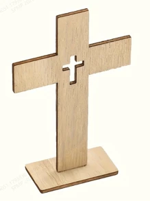 6 pièces Croix en bois, support de bougie en forme de croix, centre de table de baptême, centre de table de fête, décoration d'autel de première communion, décoration de maison, accessoires de bureau