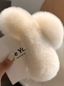 New Large Artificial Simulation Rex Rabbit Hair Clip Net Celebrity Super Large Hair Clip Cute Mink Plush Hair Claw Head Ornament Back Of The Head Hair Clip