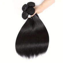 10A 直发束 巴西 18 20 22 英寸 1/3 束 未加工处女发 直发束 真人发 - Natural Black - 查看 3