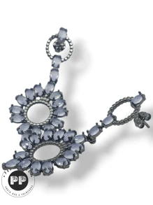 Brinco Festa Luxo Pedras Cristais Cravejadas ( Ouro 18K )