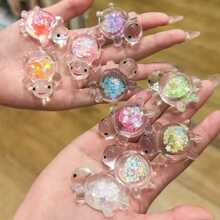 10pcs Glow-In-The-Dark 3D Turtle Figurines,Fish Tank Decor, - Colorful, Translucent Plastic Decorations For DIY Crafts, Party Favors, Classroom Rewards & Beach-Themed Events