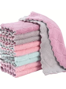 Random Color Kitchen Towel And Dishcloth Set, Including Dishcloth, Cleaning Cloth, Wiping Cloth, Suitable For Women's Gifts On Various Holidays Like Valentine's Day, Christmas, Mother's Day, Thanksgiving, New Year, Wedding, Marriage - Multicolor - View 2