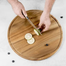 Large Rectangular/Round Wooden Cutting Board With Juice Groove - Double-Sided Kitchen Chopping Board For Vegetables, Meat, Cheese And Serving Platters | Durable, Kitchen Accessory, Cutting Board, Eid Al-Fitr - Brown - View 7